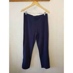 LL BEAN Navy Blue Pants M PET Medium Petite Cotton Lycra Stretch Casual